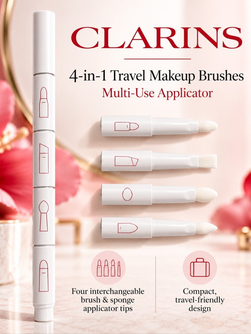 Clarins 4-in-1 Travel Makeup Brushes